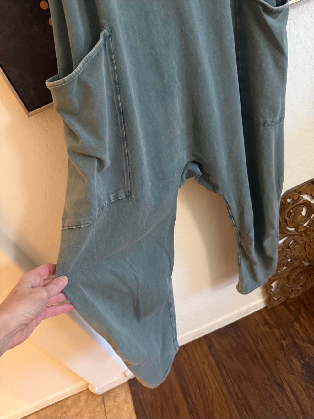 FP Movement by Free People Washed Olive Green Utility Romper - Picture 3 of 5